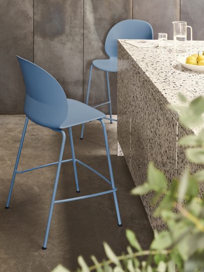 N02 Recycle counter chairs in monochrome light blue