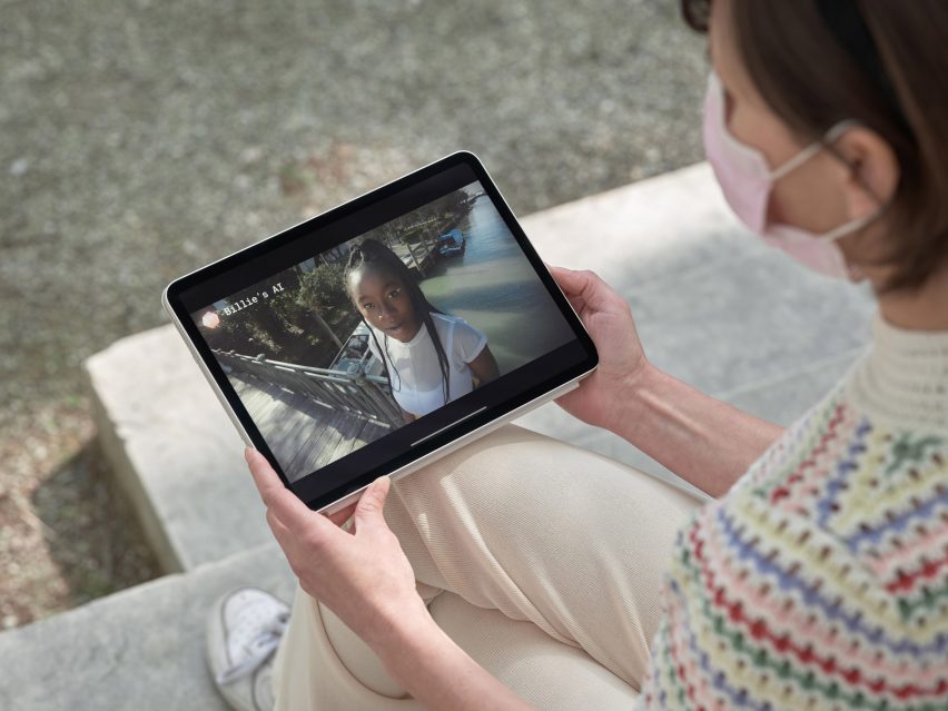 Visitor watching QR film