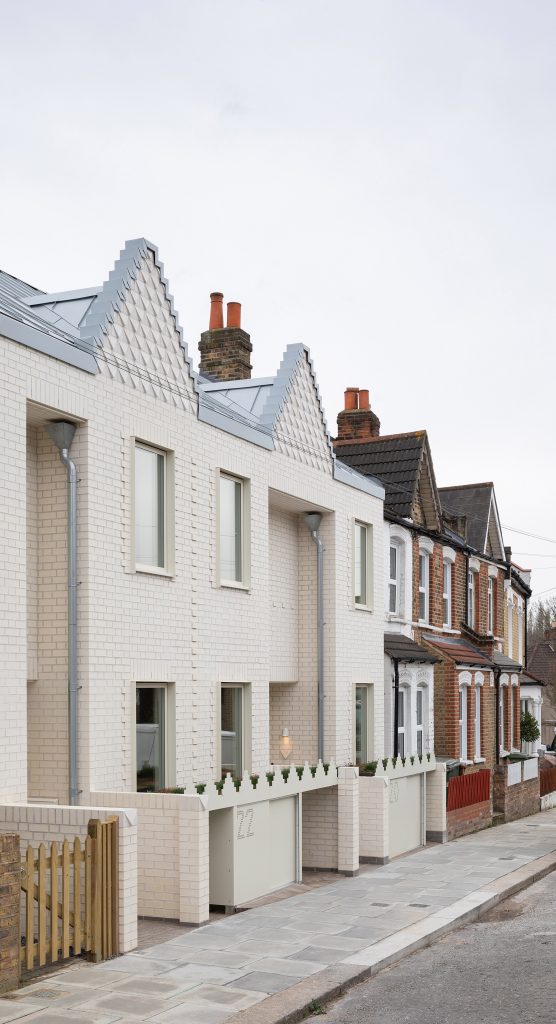 White brick terraced houses in London