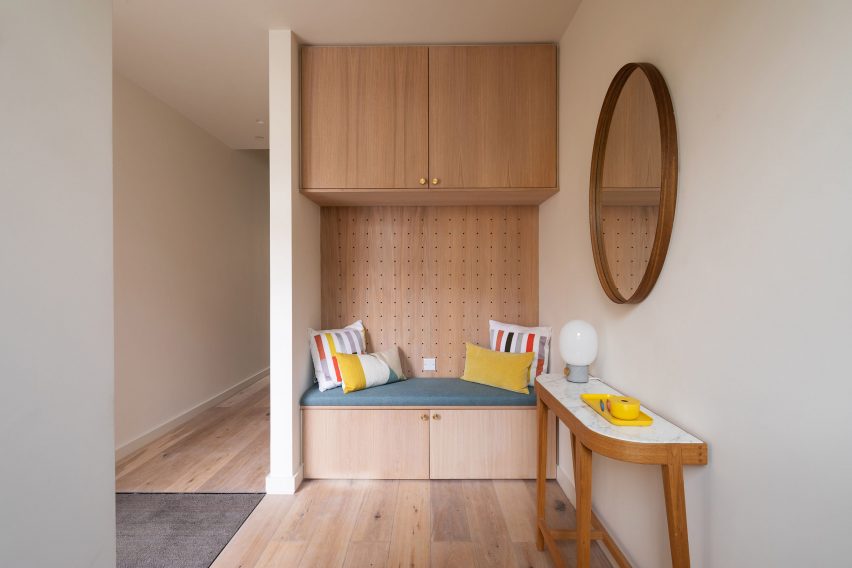 A wooden reading nook