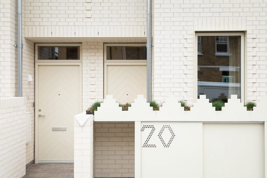 White brick houses