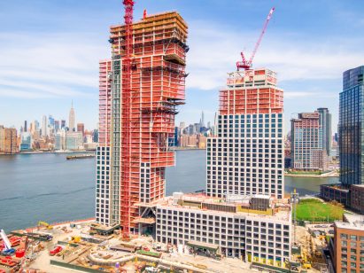 Greenpoint Landing towers by OMA top out