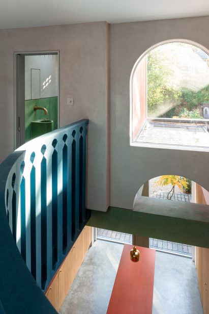 House Recast has a blue balustrade