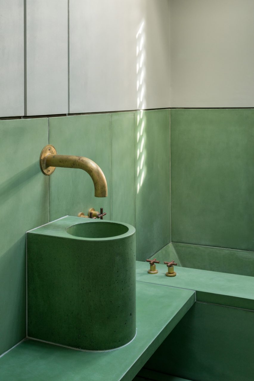 The sink has a cylindrical design