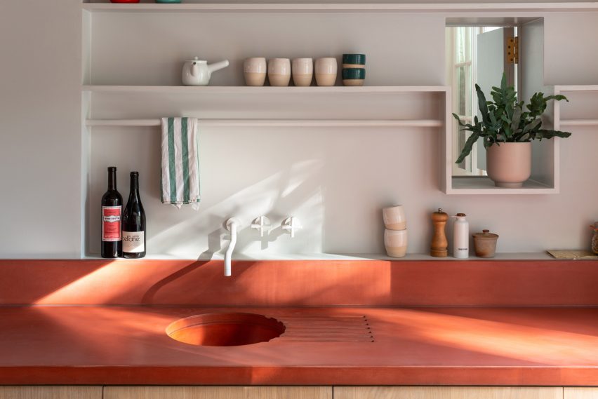 The sink was built into the counter top