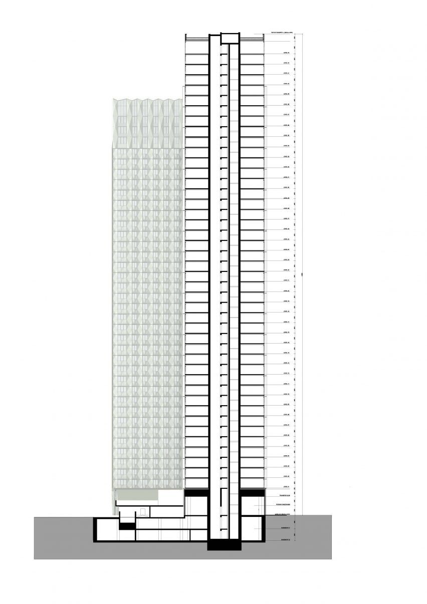 Cross section of the building