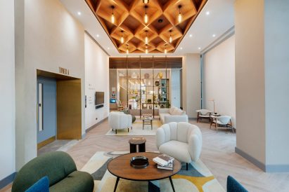 Chairs and sofas were place in shared spaces
