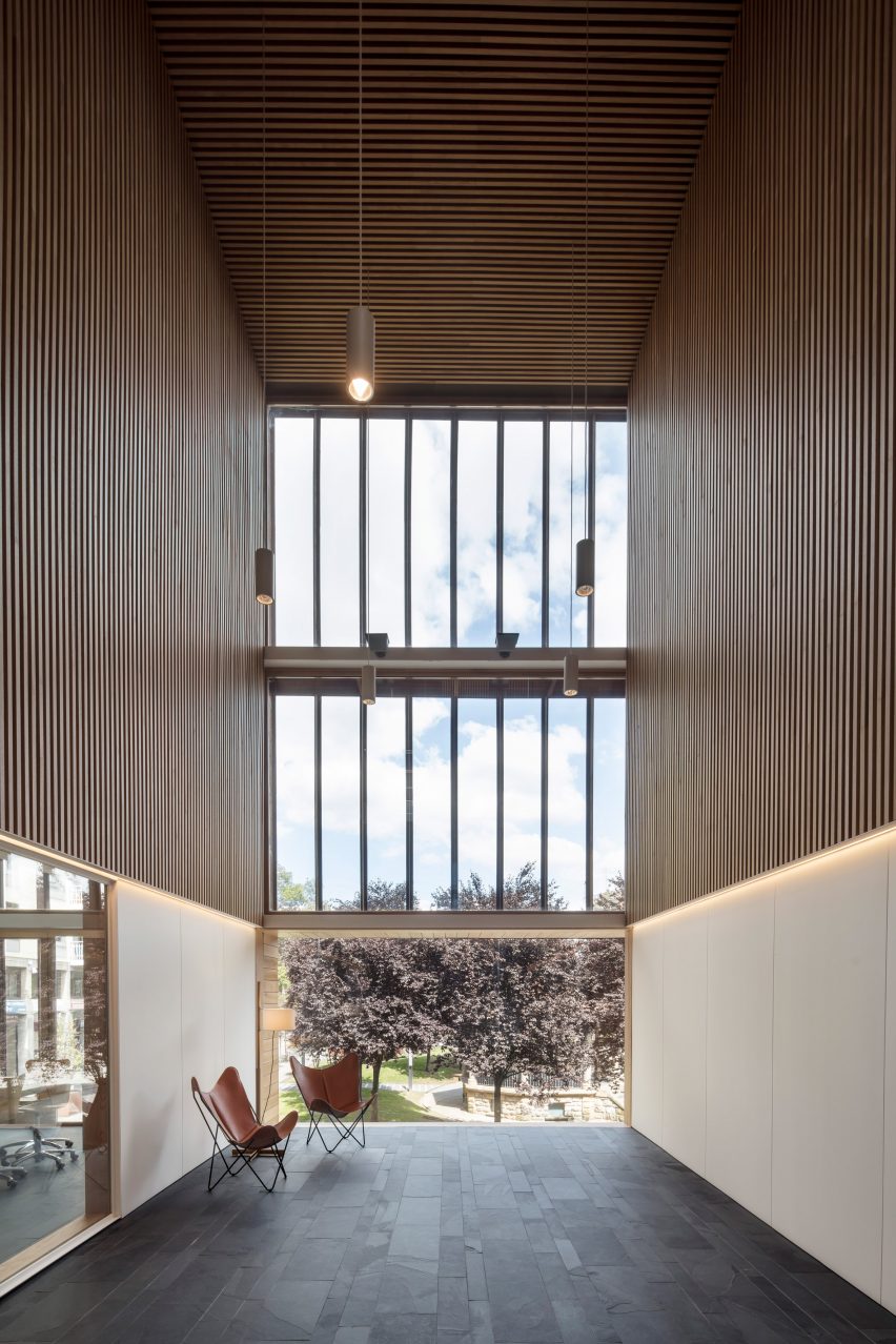 A double height space looks out to the surroundings