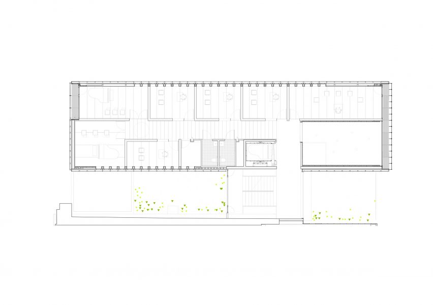 Upper floor plan of the builidng