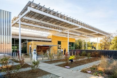 The Kendeda Building has a rooftop garden for beekeeping