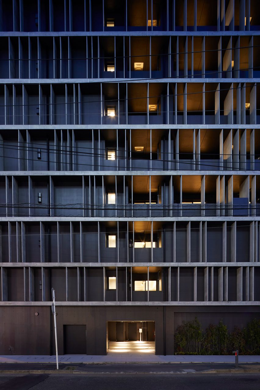 Light contrasts with the dark exterior