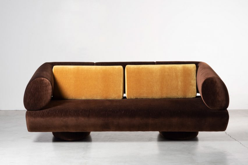 Brown vintage cotton sofa