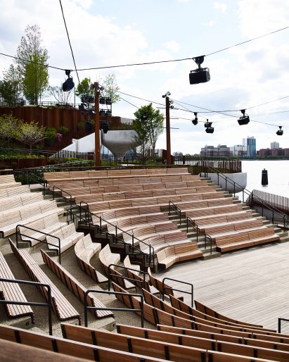 Wooden benches of the amphitheatre at Little Island