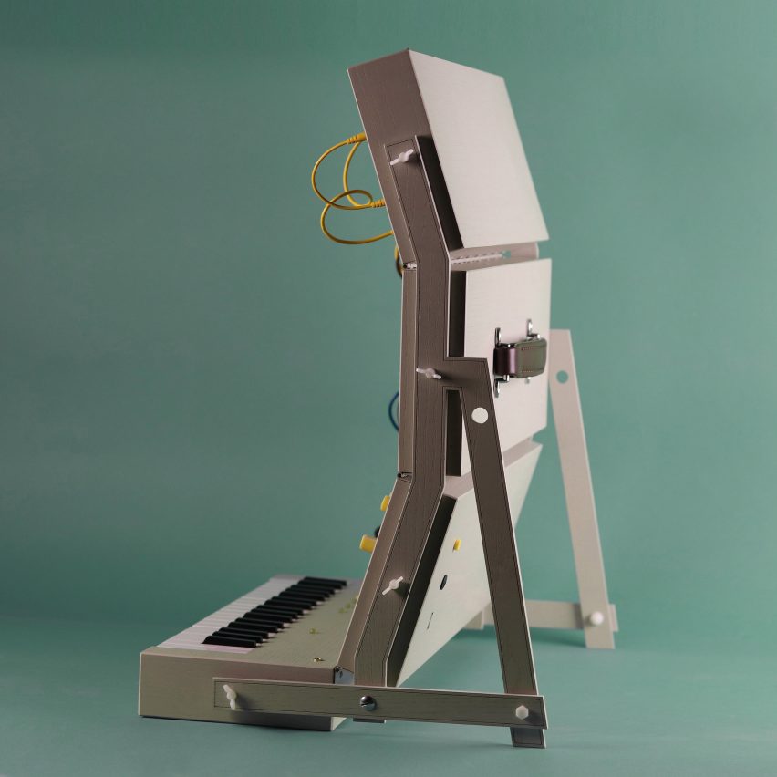 Fold-out modular synthesiser stacked vertically