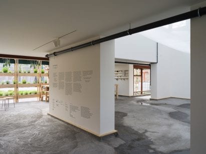 Concrete covers the floors of the Danish Pavilion