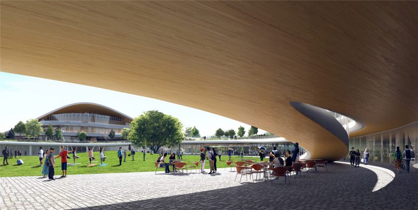 The lawn is surrounded by a canopy