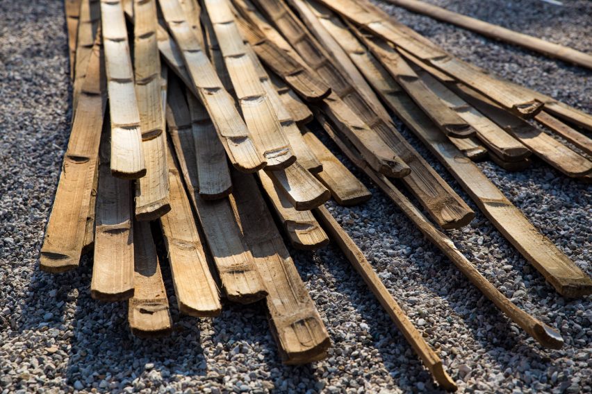 Bamboo pieces of Majlis on site