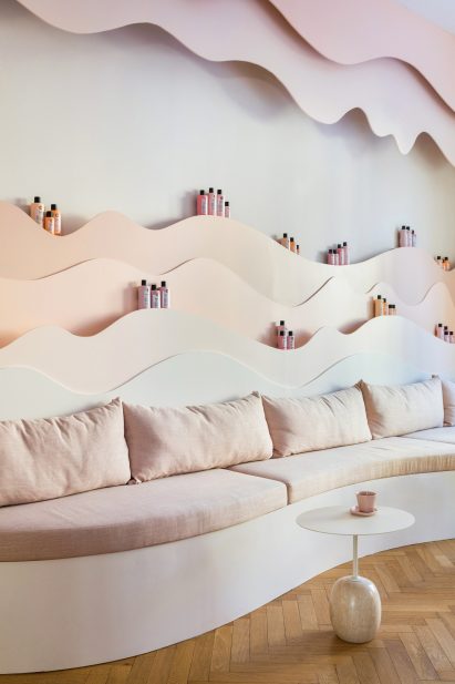 Specially designed shelves for beauty products