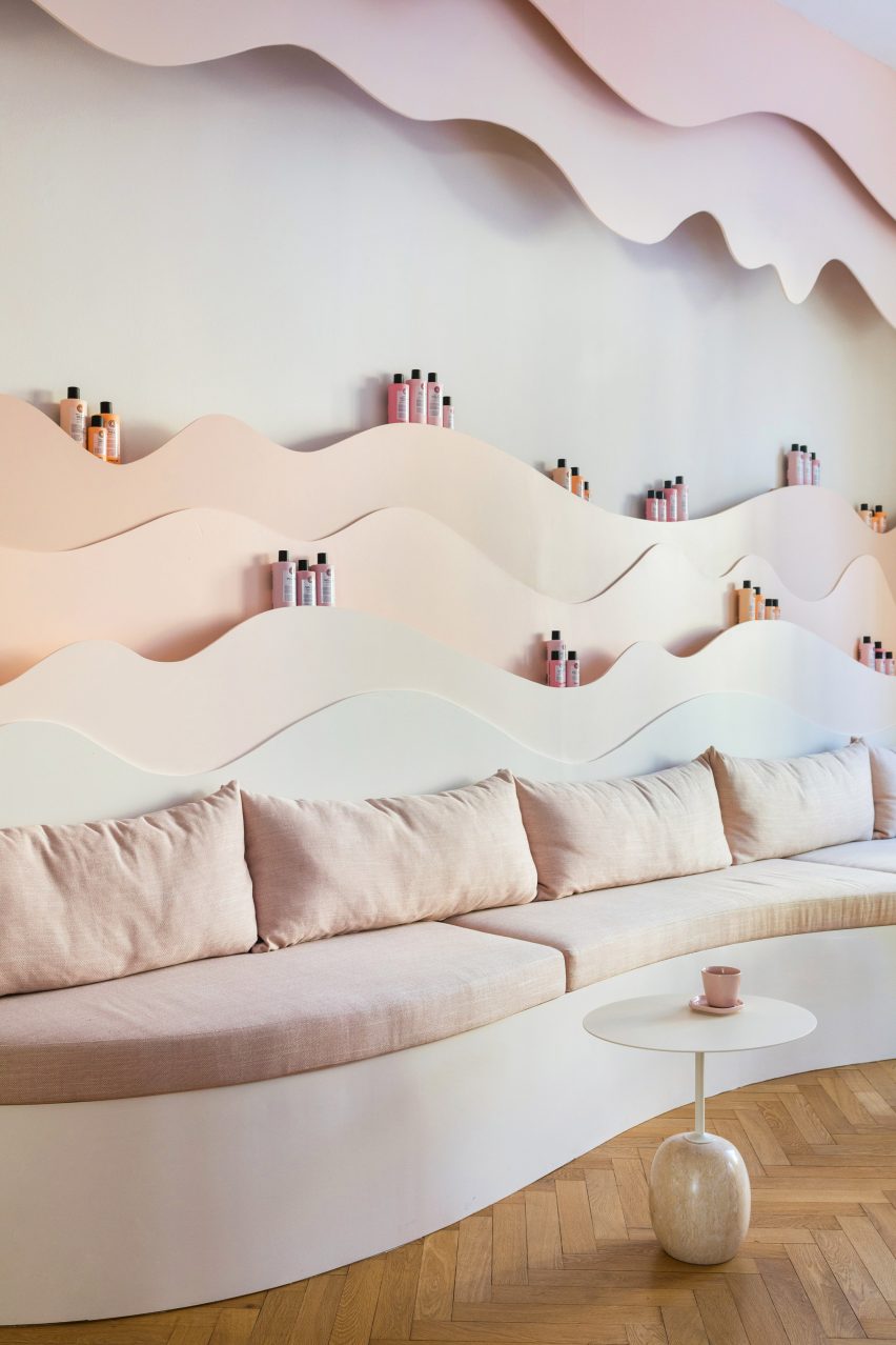 Specially designed shelves for beauty products