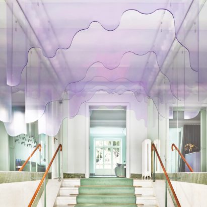 Plexiglass installation at hair brand headquarters