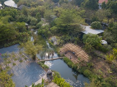 It was constructed using wood