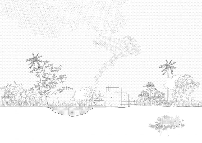 Elevation drawing of the pavilion