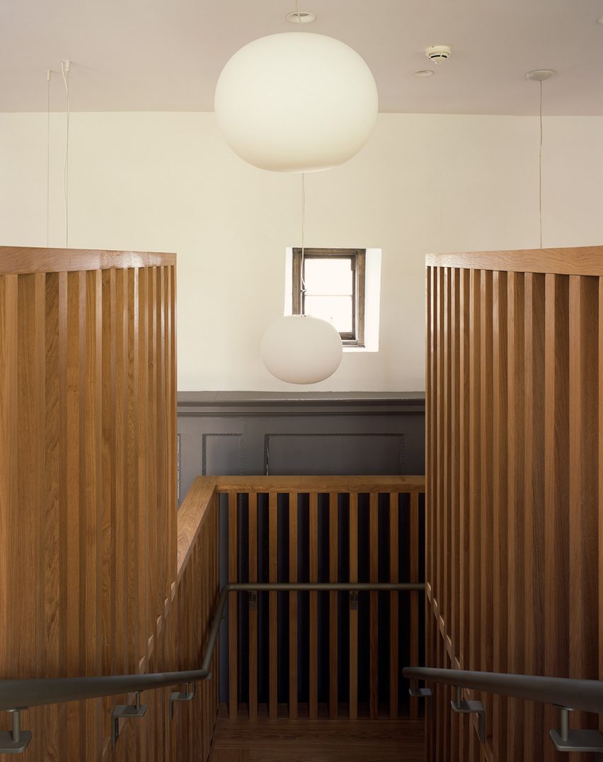 A wooden staircase