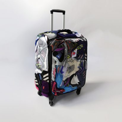 Shoe case suitcase made from trainer scraps