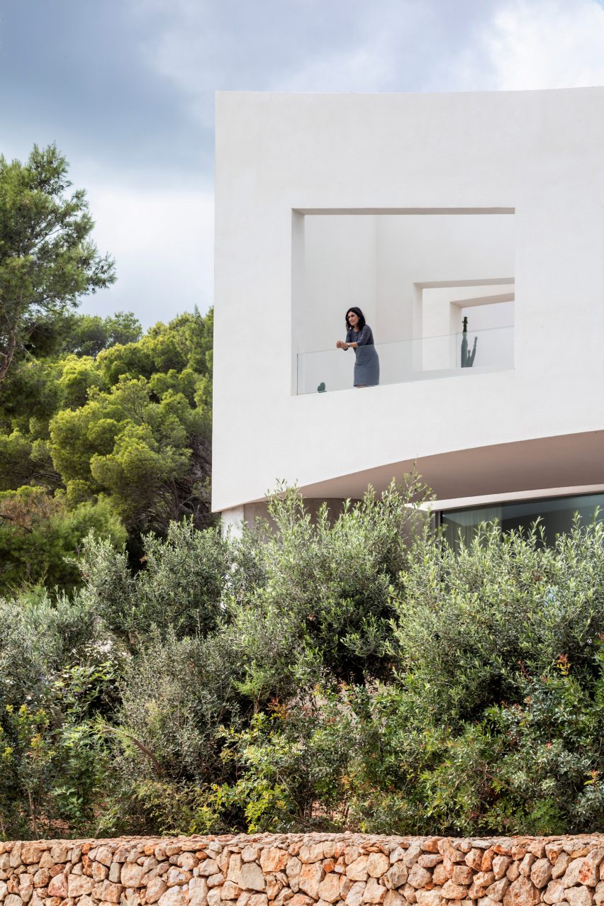The home has cut outs in the facade