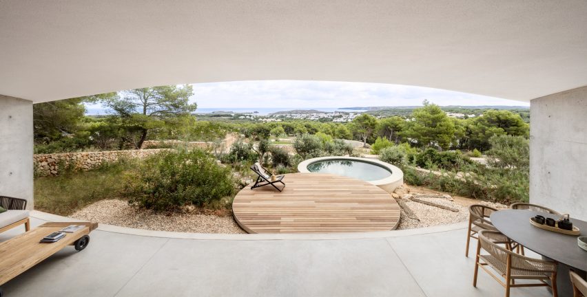 There is a circular deck