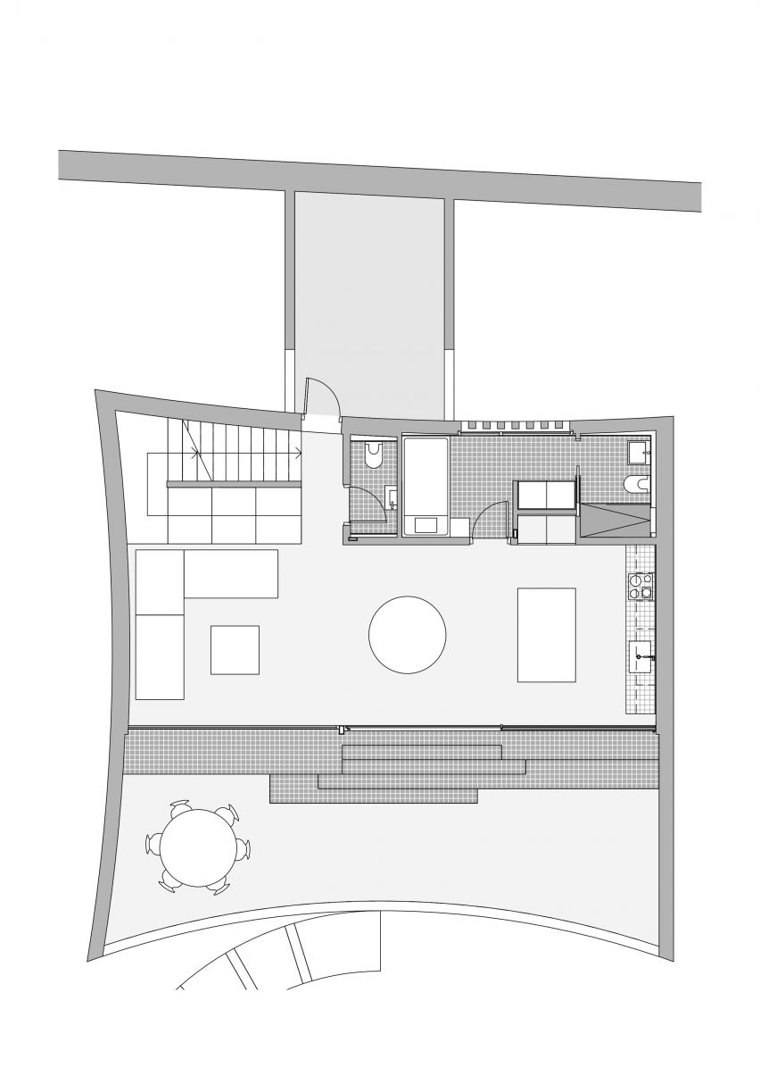 Curved House lower floor plan