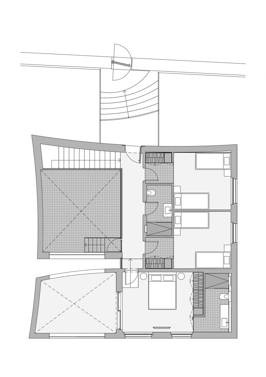 Curved House Upper floor plan