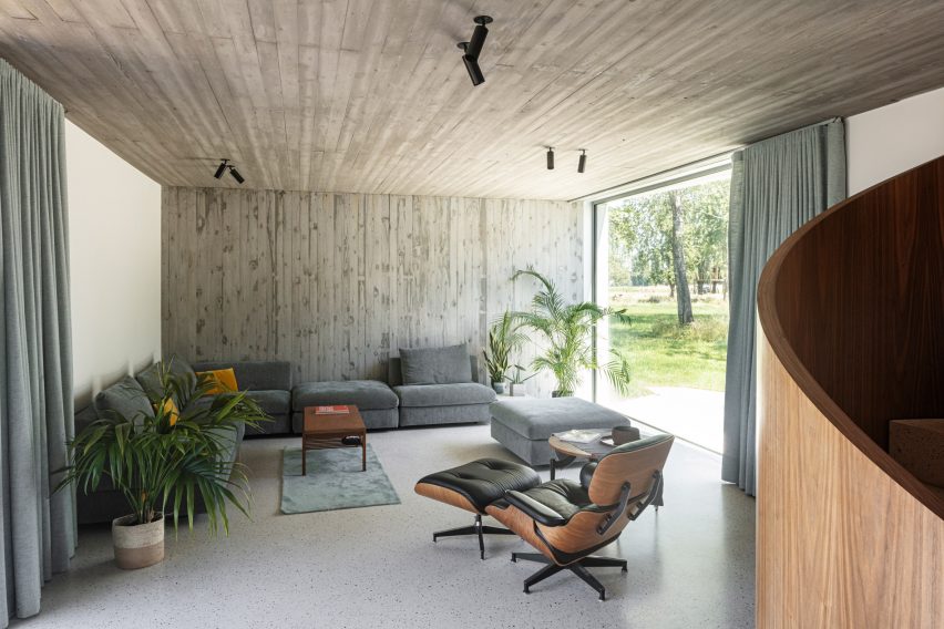 The interior has an open plan design