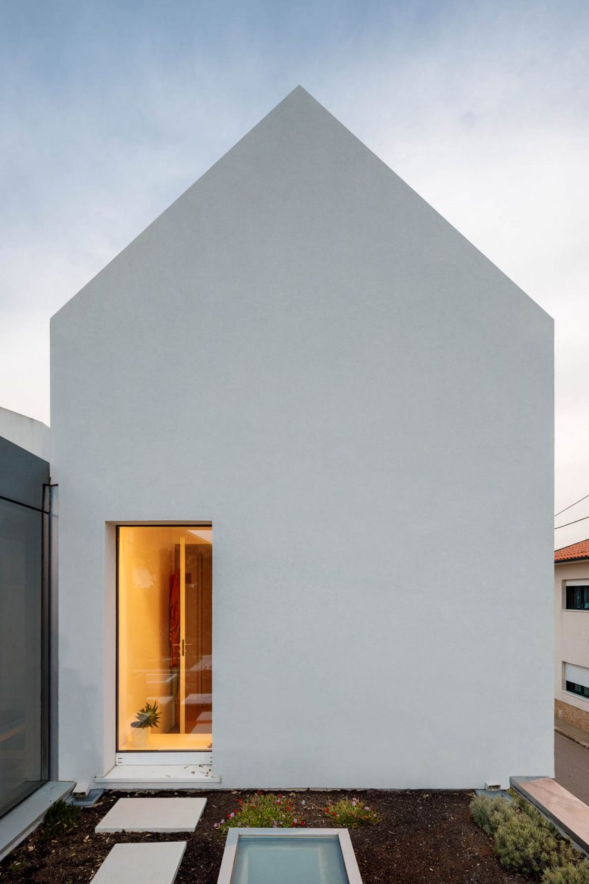 Narrow doors lead out to the garden