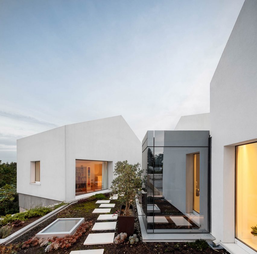 Stone pavings leads across the roof
