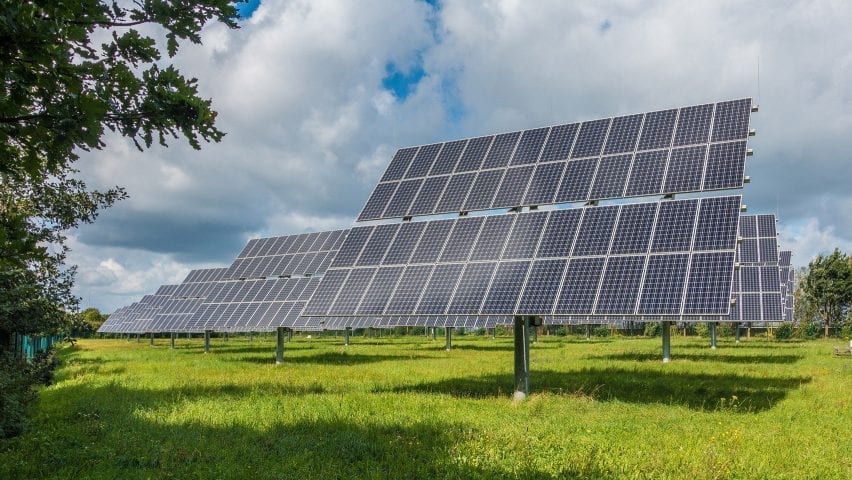 Solar panels in a field