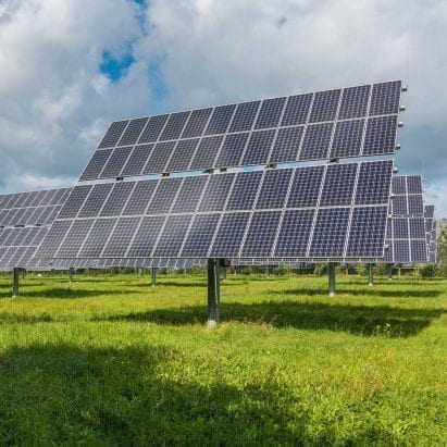 Solar panels in a field