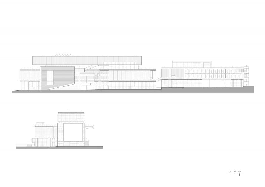 Elevations of Pingshan Art Museum by Vector Architects