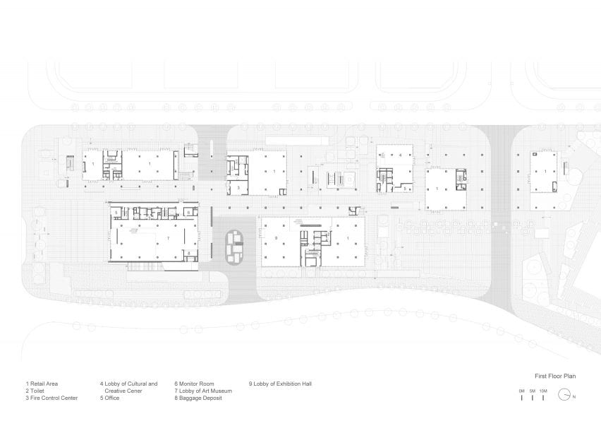 Ground floor plan of Pingshan Art Museum by Vector Architects