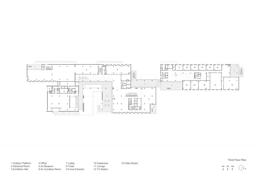 Second floor plan of Pingshan Art Museum by Vector Architects