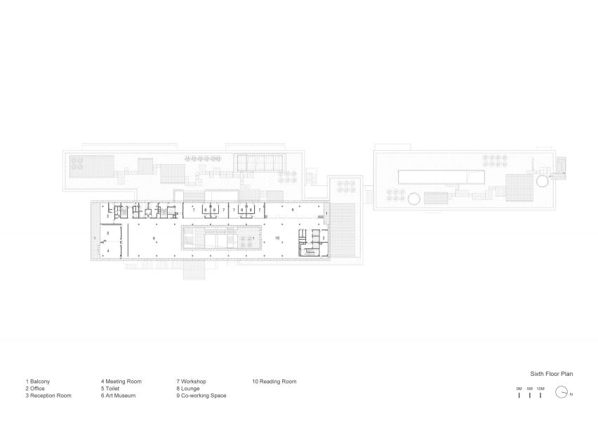 Fifth floor plan of Pingshan Art Museum by Vector Architects