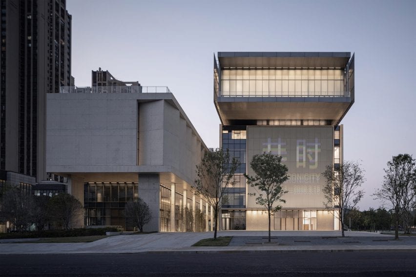 Night view of Pingshan Art Museum by Vector Architects