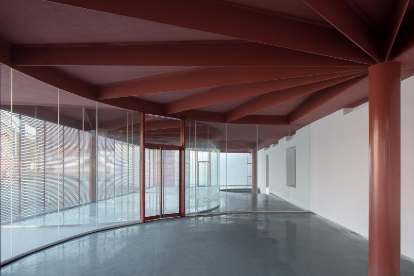 A glass lobby