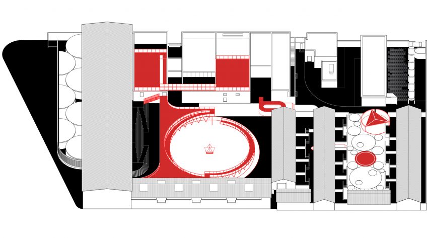 Axonometric drawing of The Youth Activity Center by Rede Architects and Moguang Studio