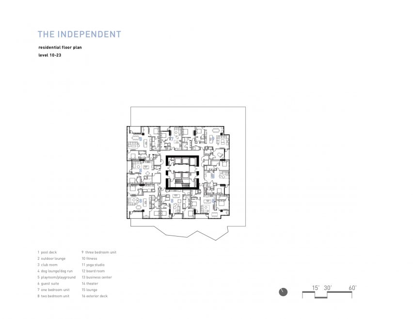 Residential floor plan levels 10-23