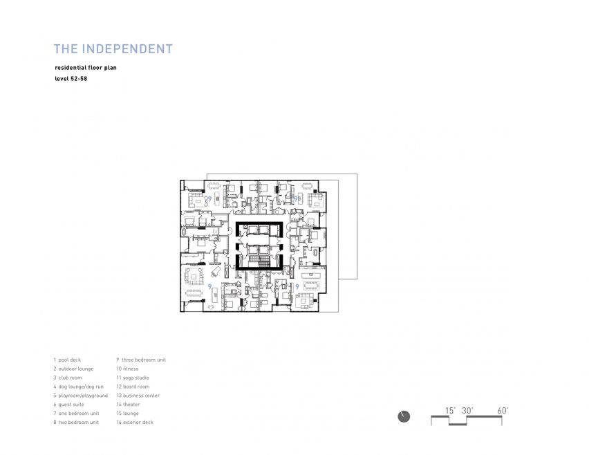 Residential floor plan levels 52-58
