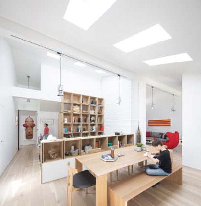 RSAAW renovated the house's interior with a double height library