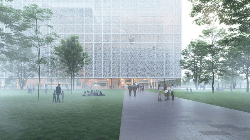 A visual of an exhibition centre in Shenzhen
