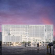A building with a transparent facade