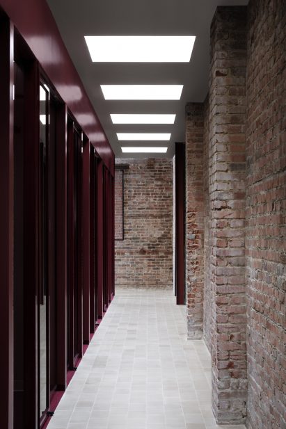 Skylights throw light onto the office's corridors